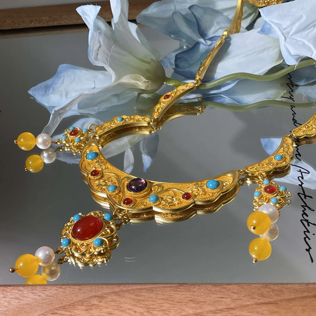 足金绝代风华套链 民族风