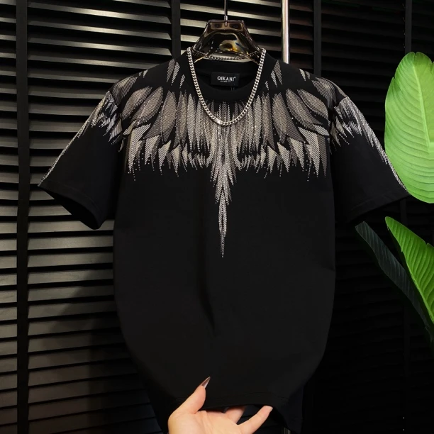 73909 满钻星空流苏图案秋冬加厚半袖新款满钻星空轻奢潮牌欧货