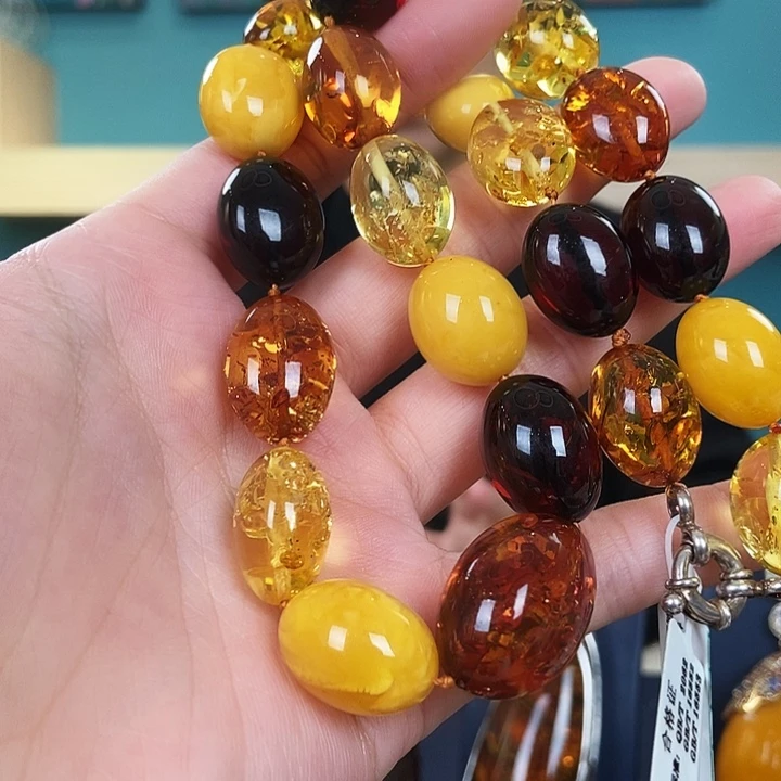 琥珀银S925镶嵌颈饰