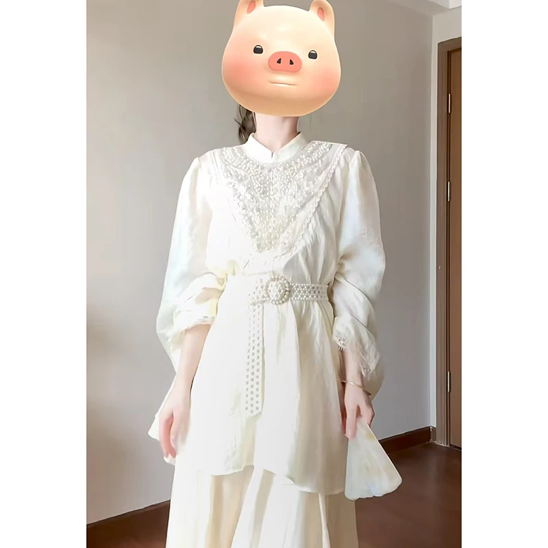 【B Y】2025新款慵懒风高级感长袖宽松重工宽松上衣法式名媛半身裙