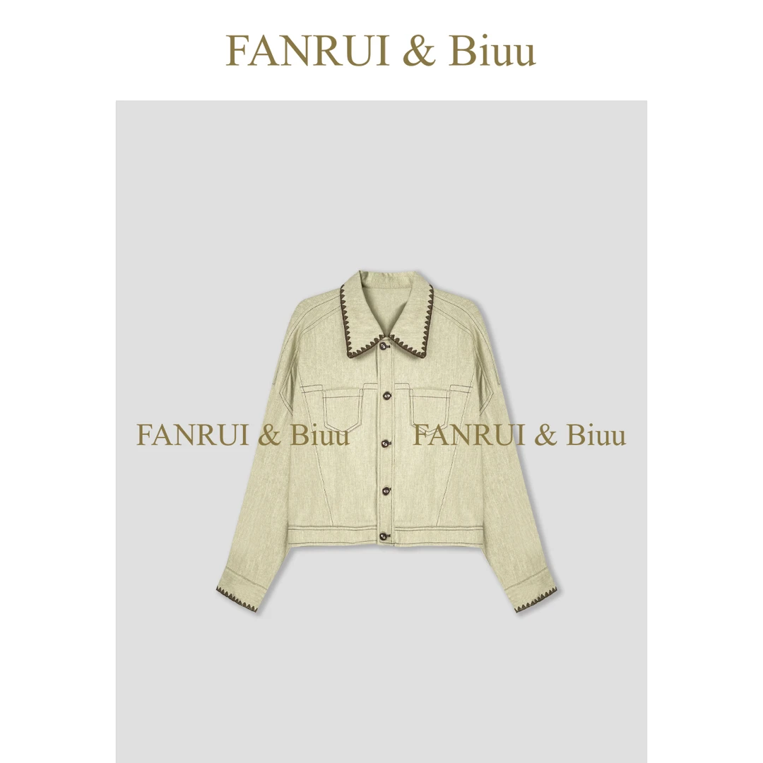 FANRUI/泛芮「贝贝biuu」纯棉独特原创百搭设计感翻领外套女B17454