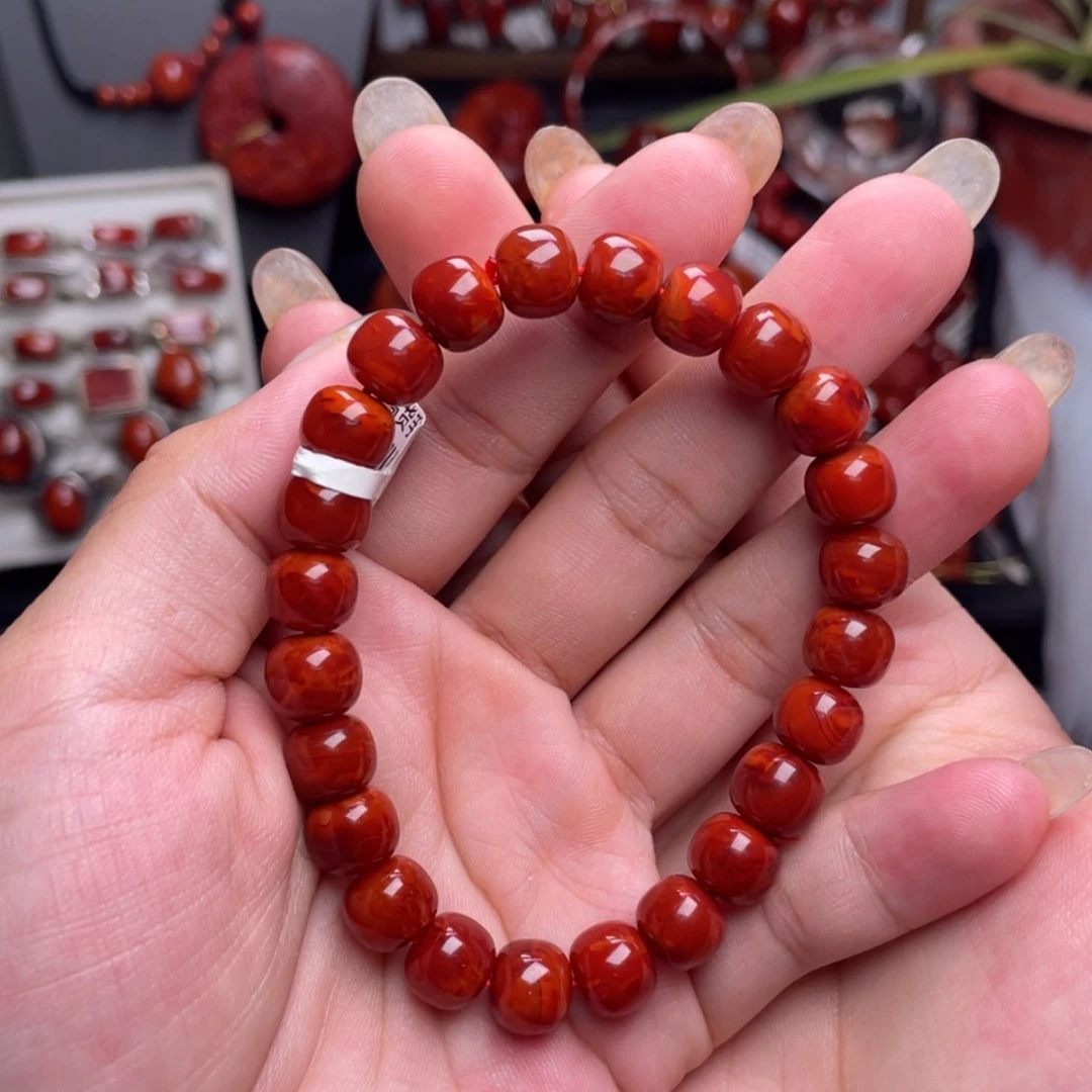 【闪购商品】南红玛瑙9➕牛血红高货老型手串未镶嵌