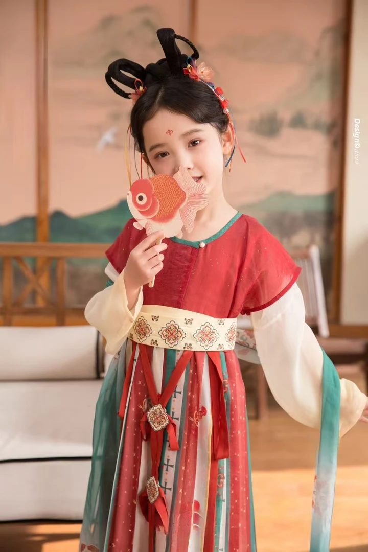 69-139女童古风汉服襦裙中国风唐装公主仙女连衣裙
