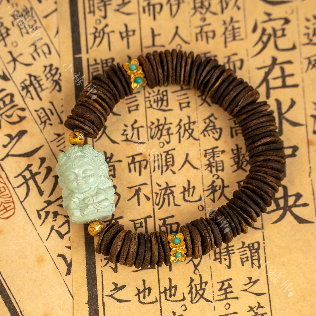 【青渡】S925银度姆松石沉香药片手串