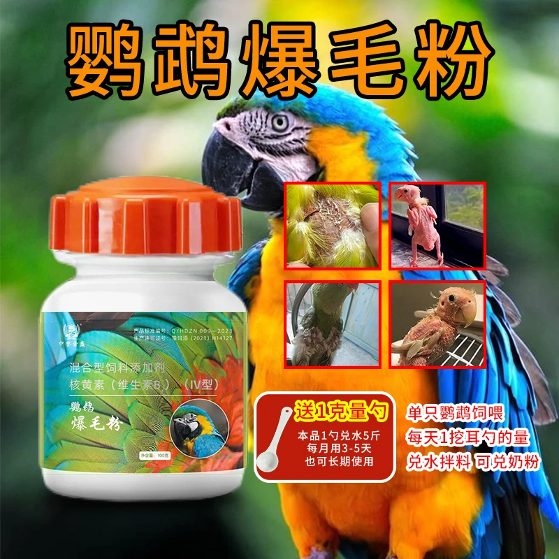 【鹦鹉爆毛粉】100g/瓶 鹦鹉鸟类养殖爆毛粉 羽毛光亮不易掉 复配