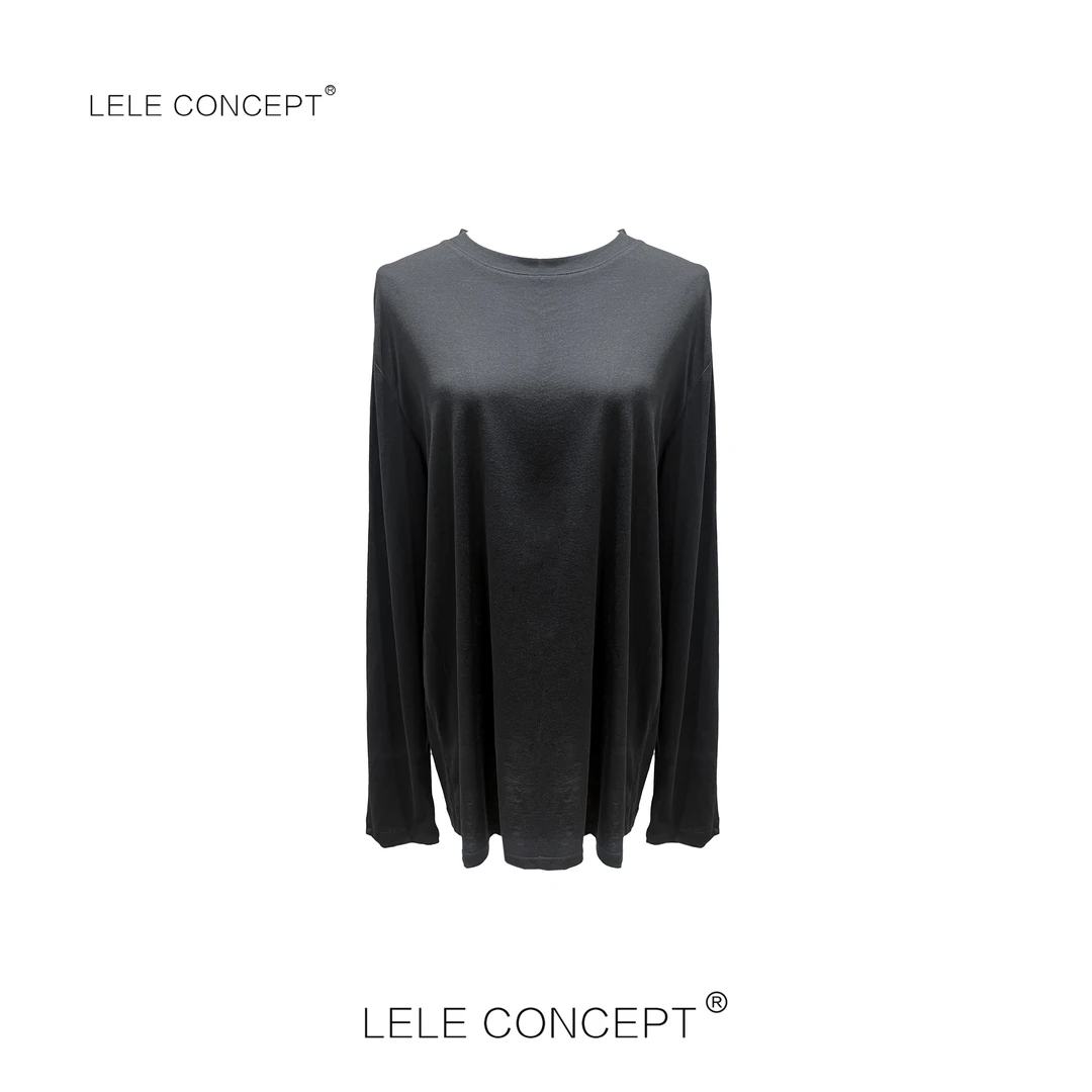 LELE CONCEPT | 都市时尚减龄后拼蕾丝长袖上衣S1131