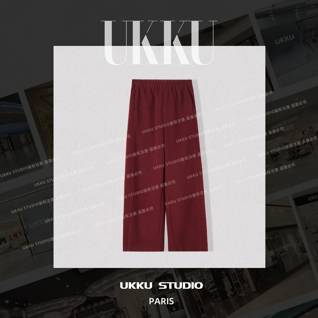 慧慧【勃艮第红】秋冬羊毛保暖加厚升级款新年红喜庆红弯刀裤515399