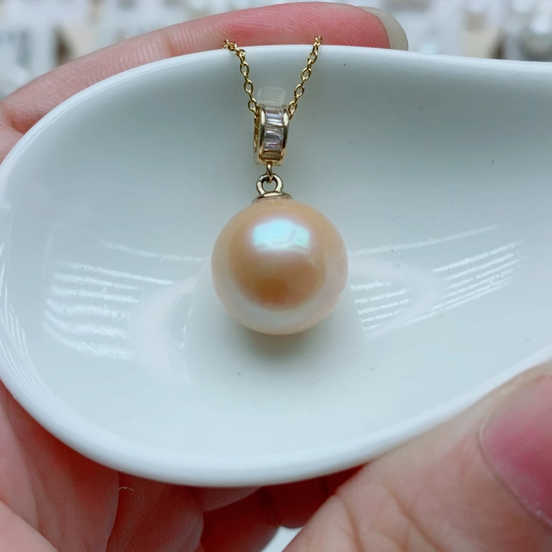 淡水珍珠银S925镶嵌吊坠(赠链)12.9mm