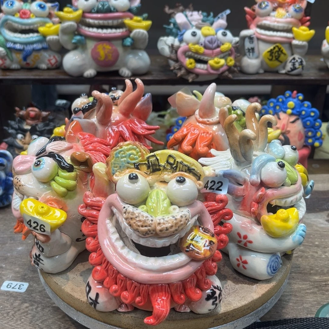 一****陶瓷纯手工抽象陶瓷摆件5个