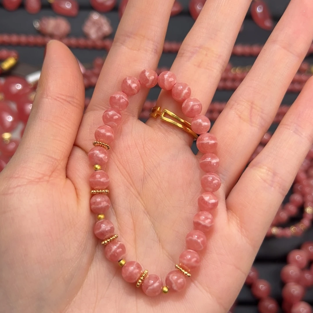 菱锰矿（红纹石）未镶嵌手绳