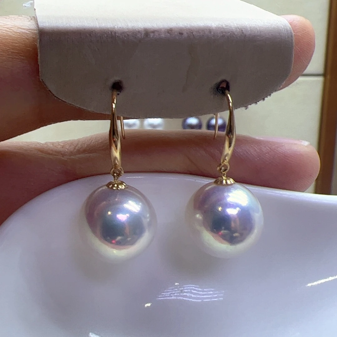 18K金镶嵌淡水珍珠耳饰