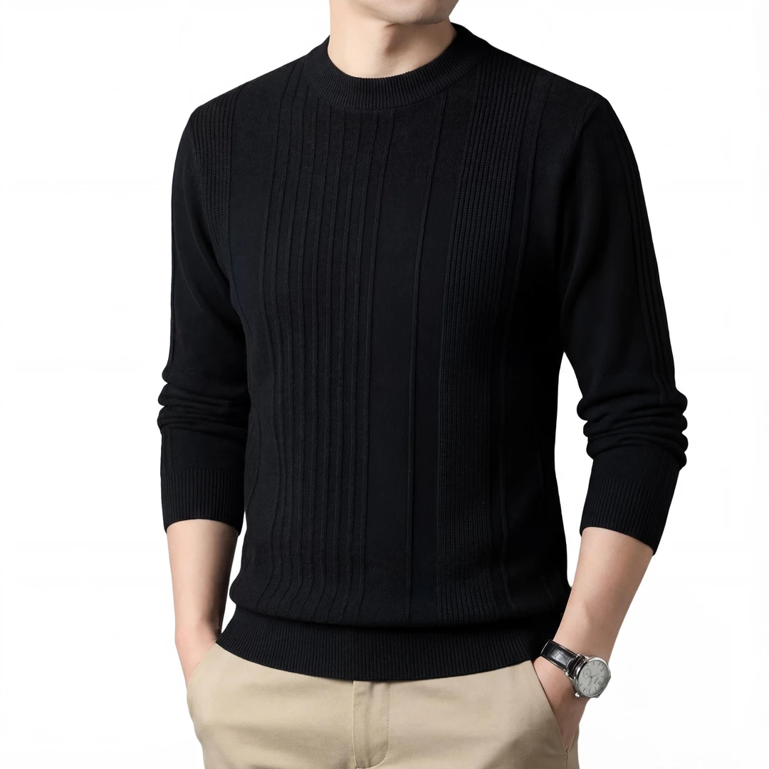 莱赛尔纤维加绒抗起球加厚保暖锁温面料男士针织毛衣经典大码男装
