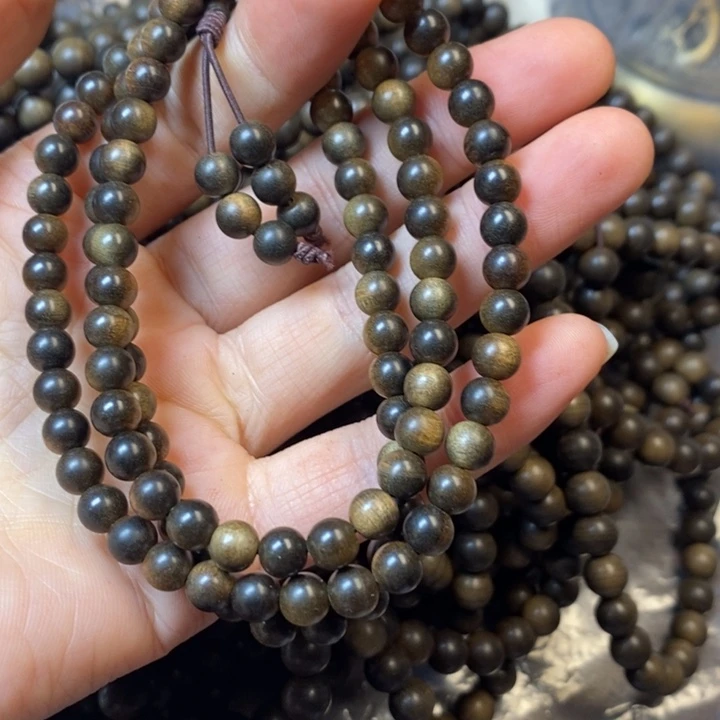檀香木手串/手链0.6*108阴沉横纹沉水