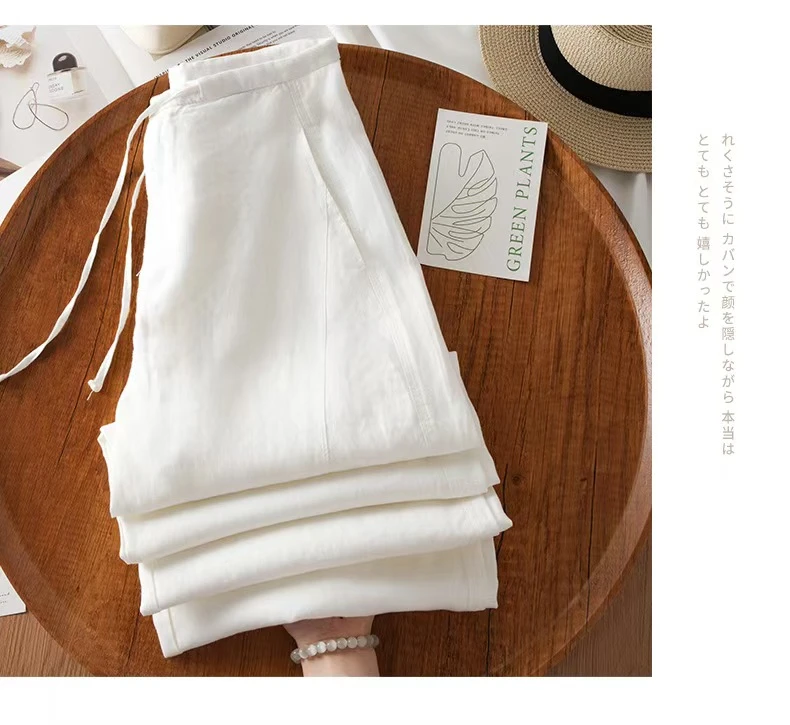 【100%正品亚麻】100亚麻劳拉风直筒裤阔腿裤来自欧美法国