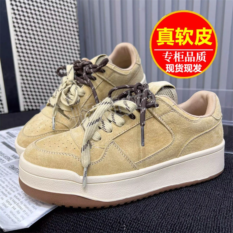 小众百搭板鞋女2025春季新款厚底休闲小白鞋舒适软底运动德训鞋子