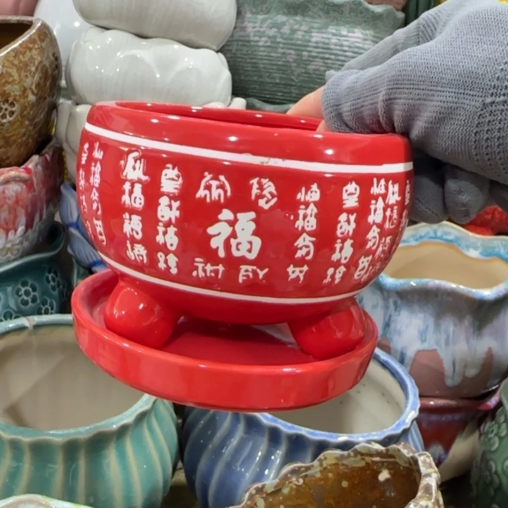 凑9块包邮，有孔，陶瓷花盆