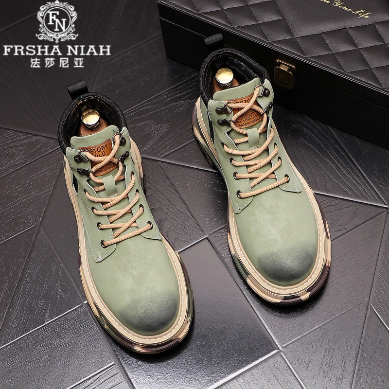 法莎尼亚马丁靴秋冬新品男士短靴韩版潮流厚底增高男鞋休闲沙漠靴