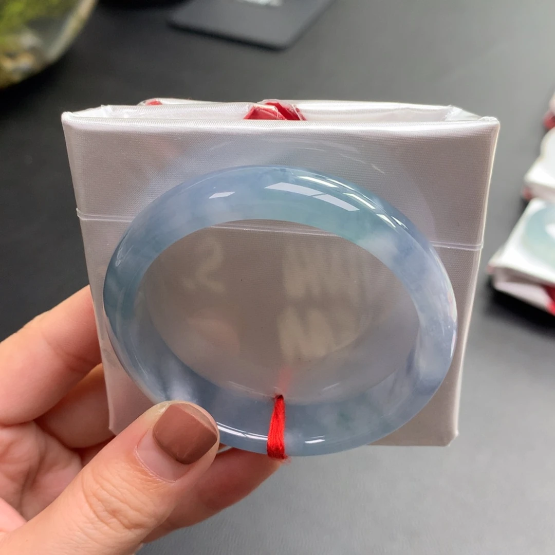 翡翠未镶嵌手镯30号链接 53.3正圈 特色莫奈星空