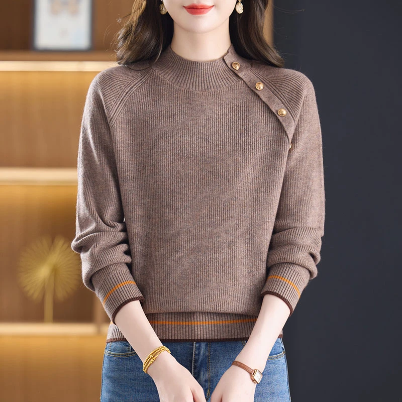 毛衣女款爆款2025新款洋气妈妈装时尚中年女士半高领秋冬打底衫