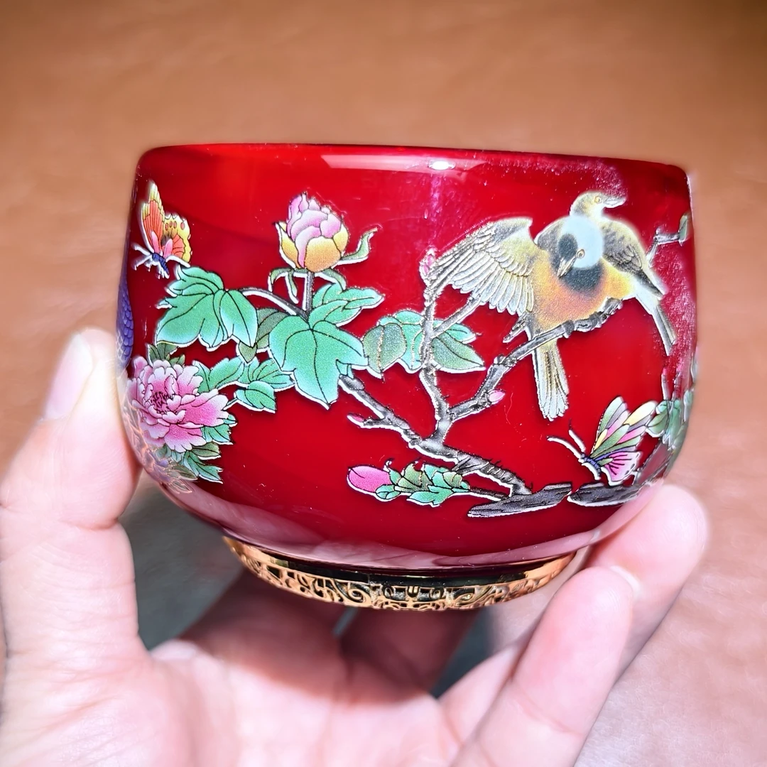 【红国色天香禅定杯】喝茶喝水品茗杯琉璃杯主人杯