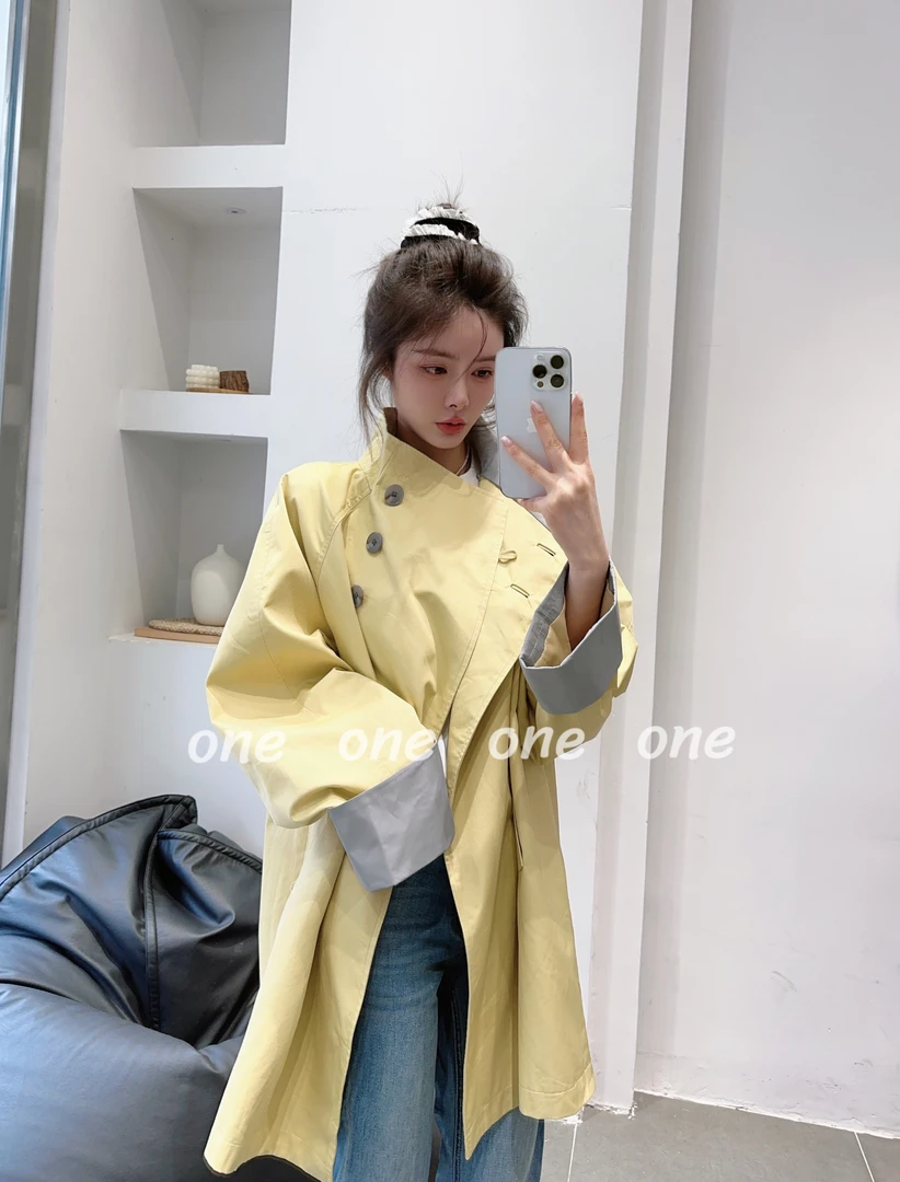 韩系中长风衣套装