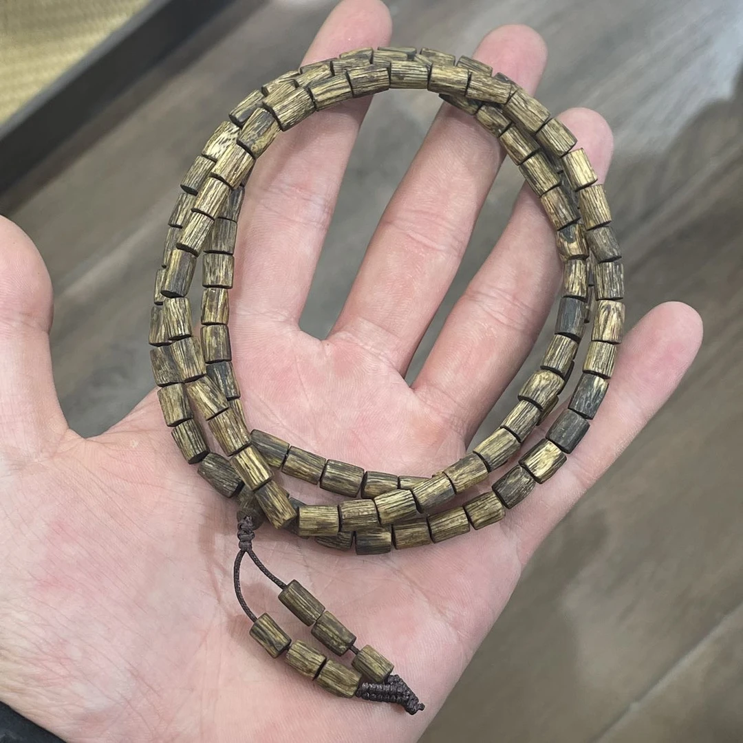 【佳哥严选】 J18028-沉香半野老白棋桶珠多圈手串-尺寸5mm左右