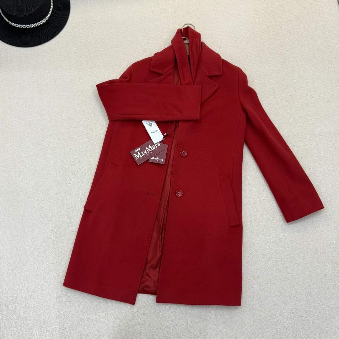 未使用 MaxMara 单排扣大衣红色尺码170-92A/F1600425