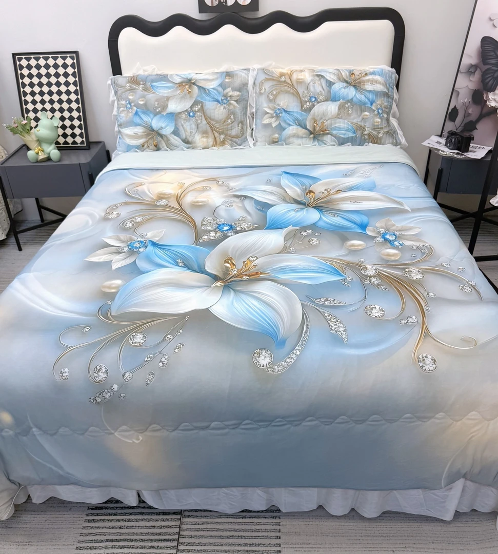 夏季5D三维立体夏凉被凉感软凉席 床盖款亲肤夏被四件套空调被