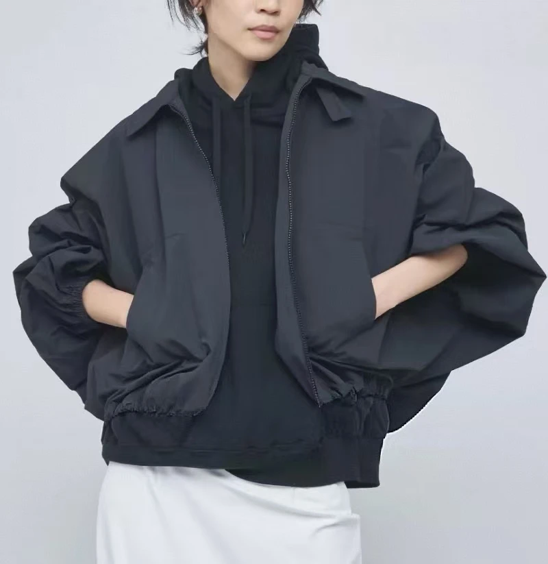【可宝高端自营】宽松廓形蝙蝠袖外套运动白色短款时尚休闲夏季春季