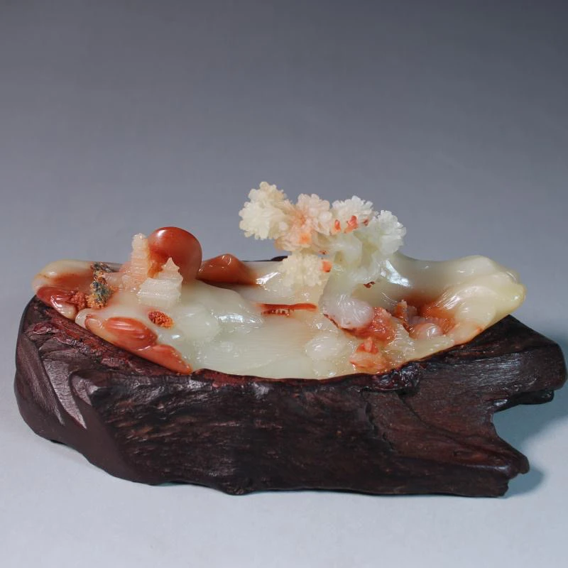 寿山石芙蓉纯手工雕刻