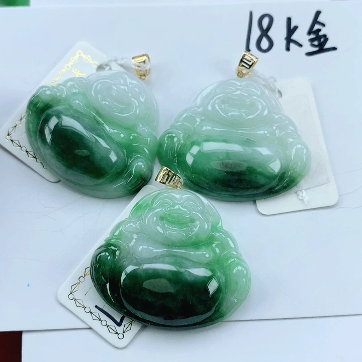 翡翠挂件18K金镶嵌多样性发其1