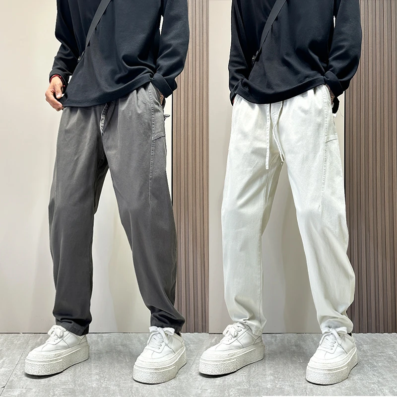 高级感纯色百搭休闲裤男款宽松哈伦裤韩版潮流痞帅小脚工装裤子潮