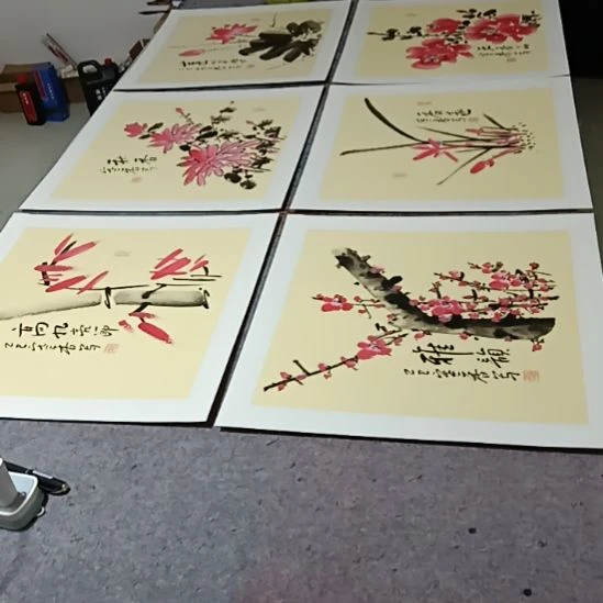 竖款写意画六张作品一套