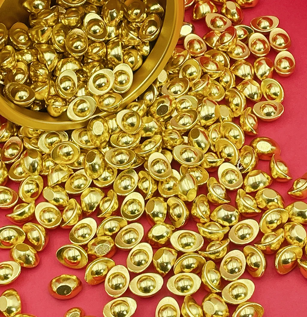 新款1.5厘米实心金小元宝家居装饰百福缸聚宝盆材料摆设摆件金色