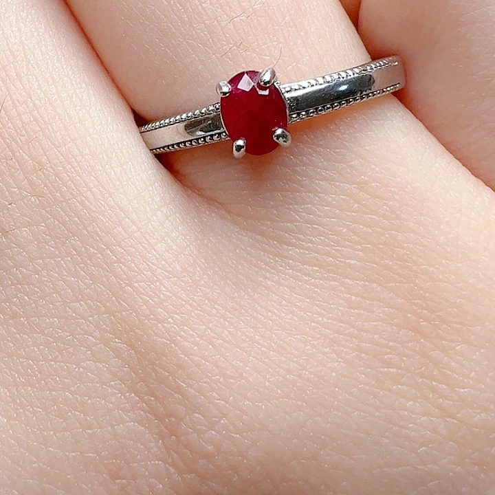 红宝石戒指银S925镶嵌
