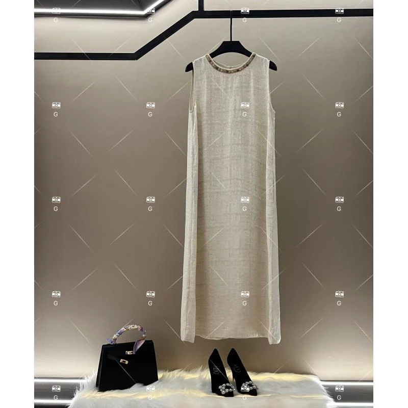 【L姐】夏季新款复古时尚百搭印花无袖连衣裙 H-720