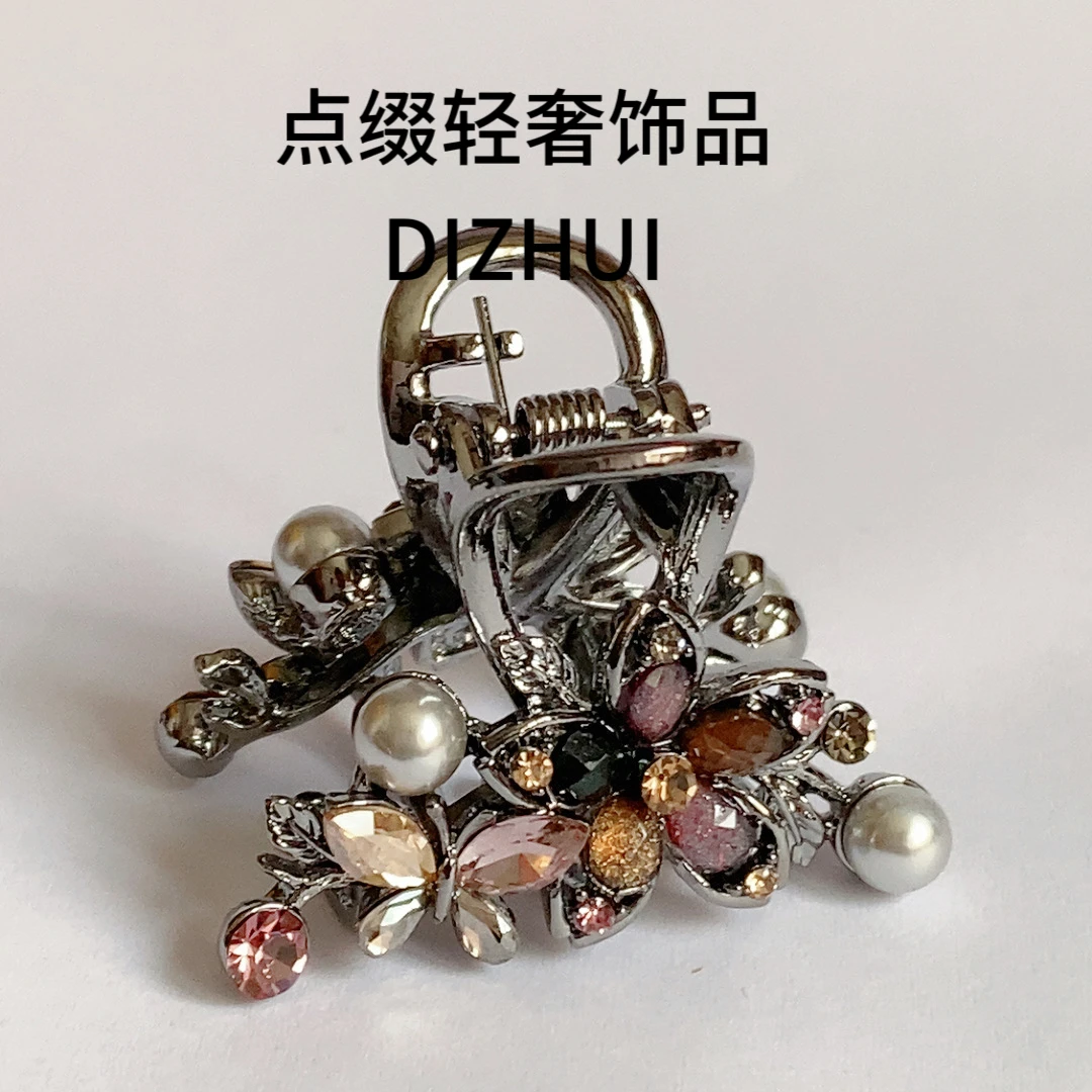 015彩色芙蓉花朵3.5公分抓夹侧边夹轻奢时尚小抓夹优雅韩版简约