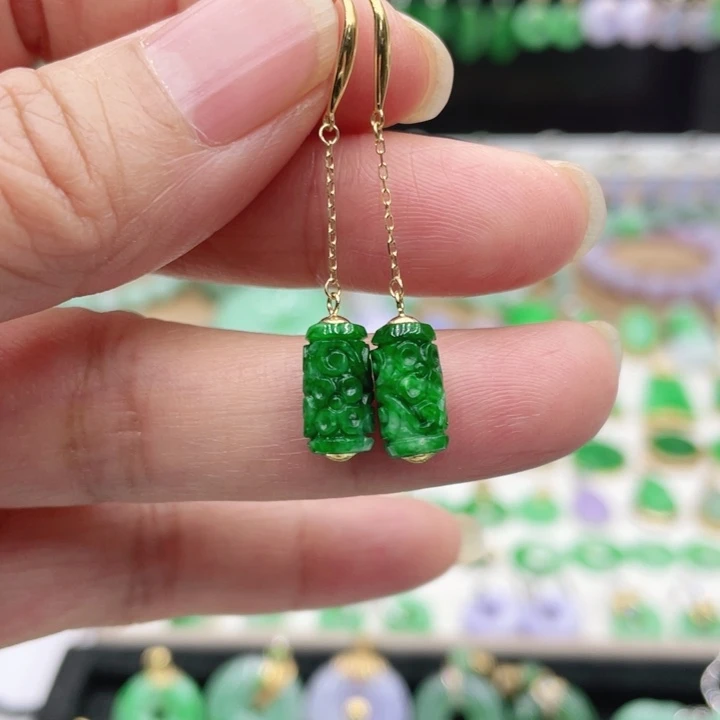 翡翠18K金镶嵌耳饰