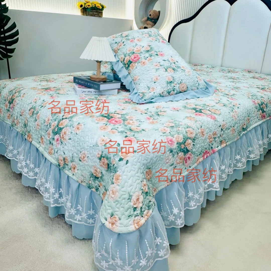 【加大 床盖】2025新款蕾丝花边加厚床裙款床盖（4斤)