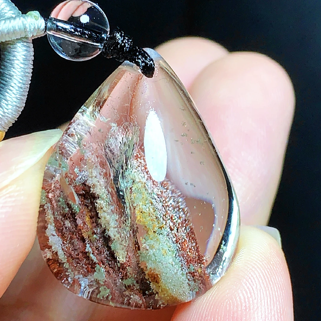 东海水晶天然千层四季彩幽灵水晶吊坠毛衣链时尚精品挂件坠真水晶