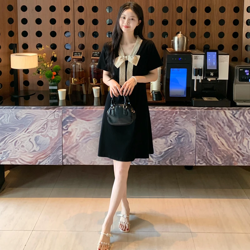 2025夏季法式设计感时尚气质连衣裙女收腰显瘦A字裙子#968