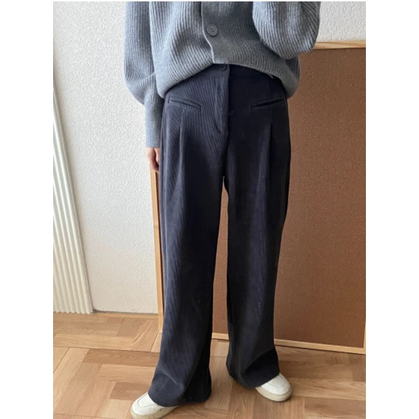 【红红秋冬新款】韩版高腰百搭显瘦灯芯绒直筒裤加厚保暖7770