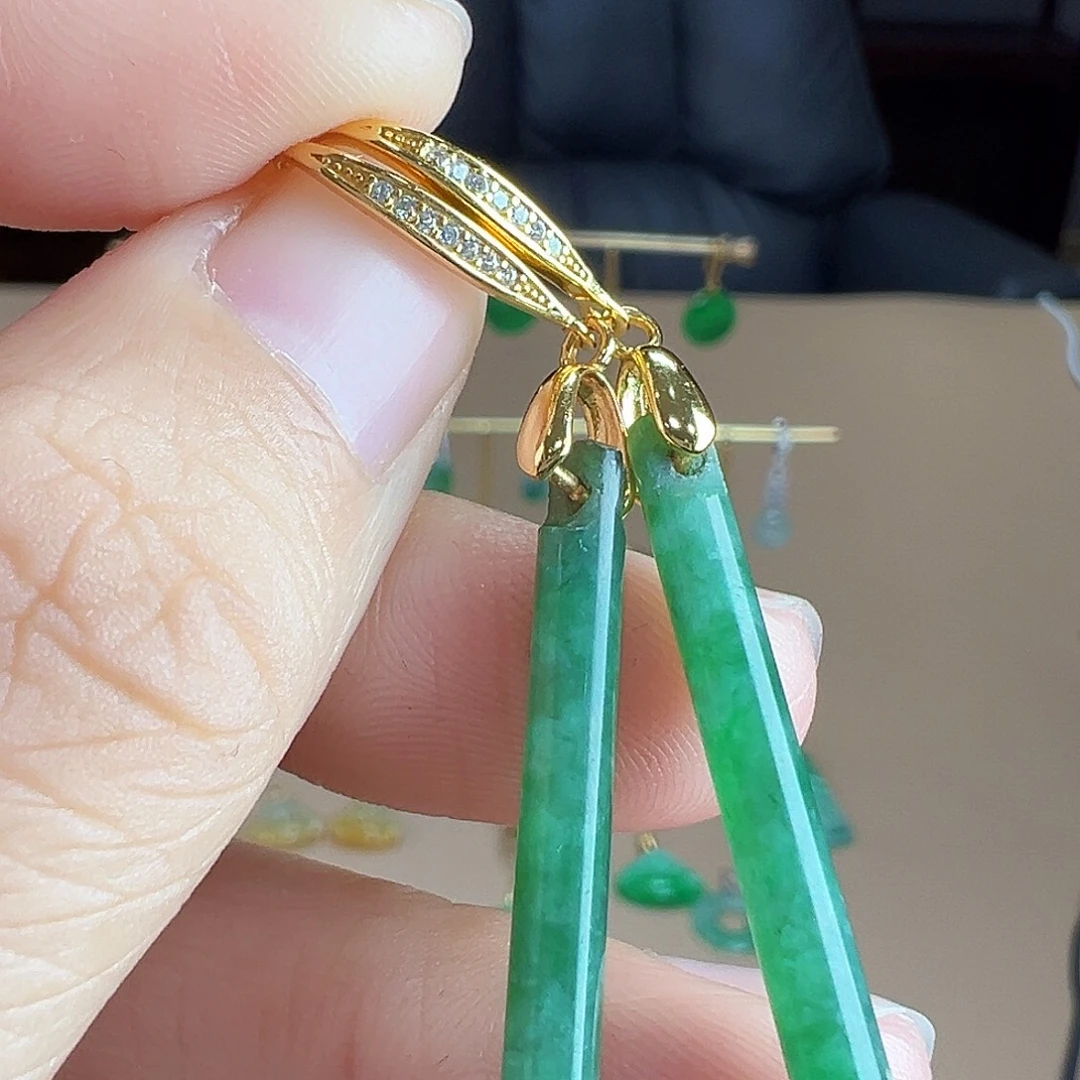 翡翠银S925镶嵌耳饰耳饰67