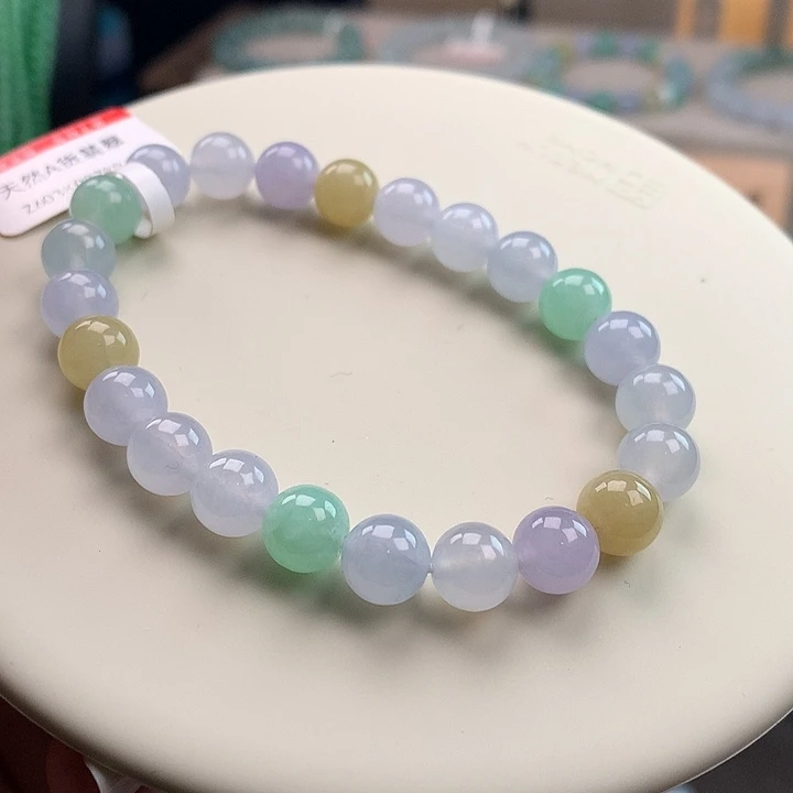 翡翠未镶嵌手链冰润马卡龙