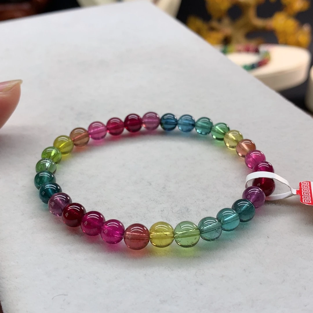 【闪购商品】未镶嵌手链碧玺艳丽色标单圈6.2