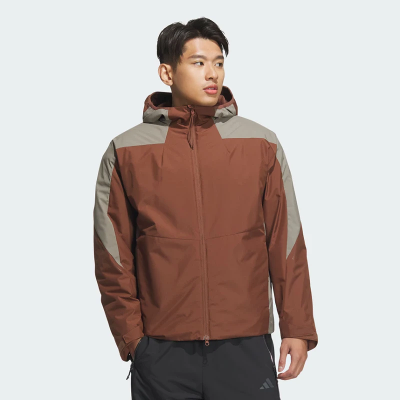 正品Adidas阿迪达斯男子秋冬季加绒防泼水连帽外套 JZ8414 JZ8415