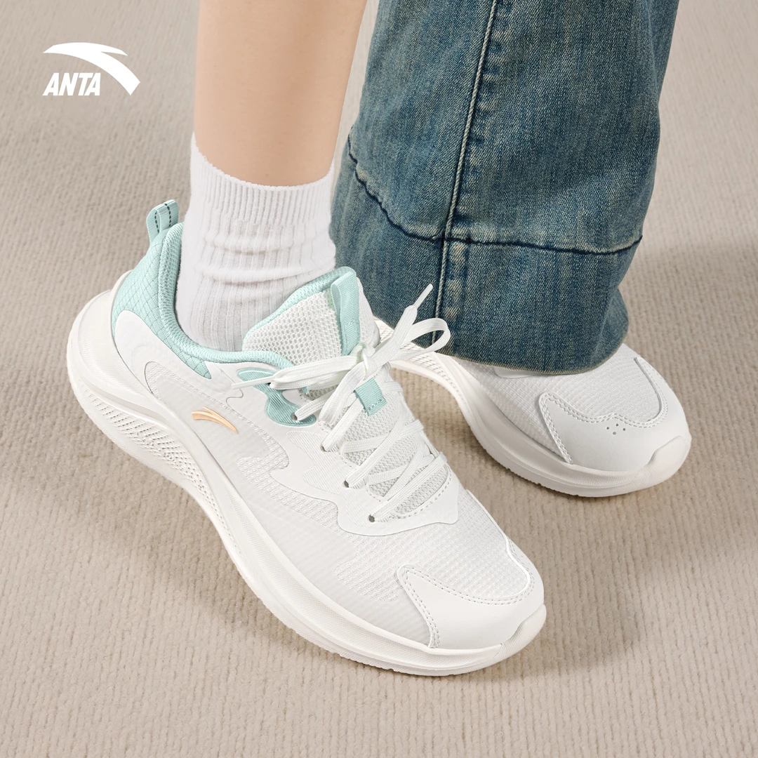 安踏漫步运动鞋女鞋网面透气软底轻便官方正品2025秋季新款跑步鞋