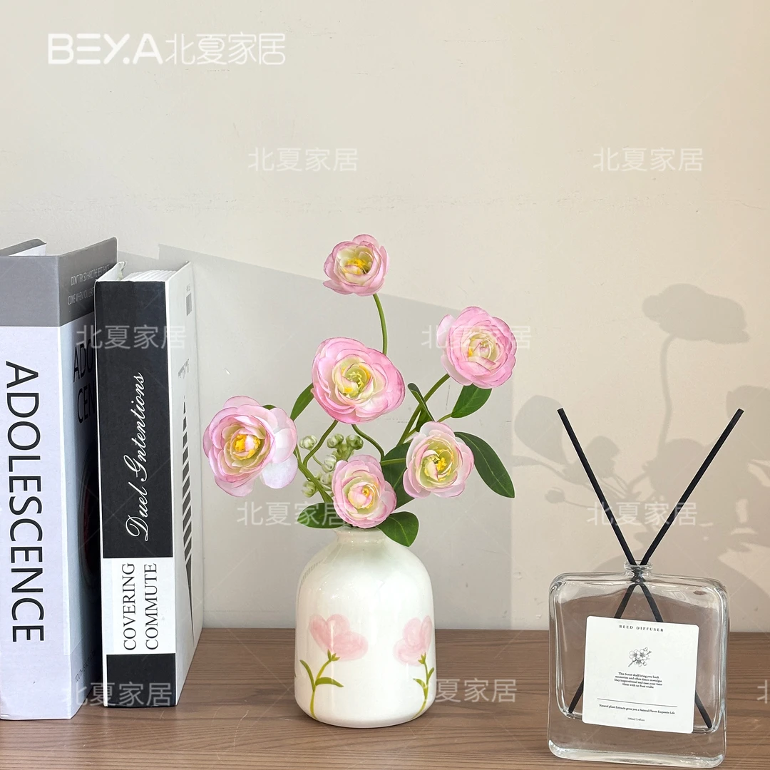 洋牡丹仿真花假花泡芙小露莲餐桌花摆设客厅装饰品摆件仿生花艺