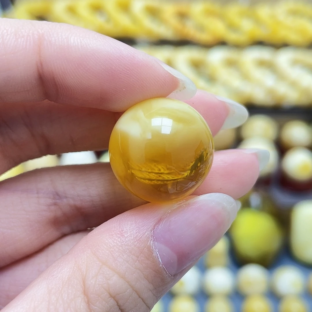 未镶嵌蜜蜡裸石19mm圆珠瑕疵