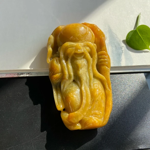 天然缅甸翡翠《寿星公》手把件